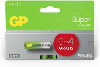 4891199224980 GP AA LR6 Pack De 10 Piles (6+4 Gratuite) Super Alkaline