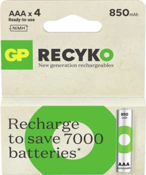 4891199212659 Pack 4 Piles AAA 650mAh Rechargeable GP Recyko